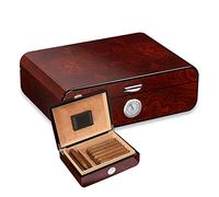 DEaThsalL Cigar Humidor, Cigar Humidor Box, Spanish Cedar Wood Interior, Cigar Box for 35 Cigars with Hygrometer Humidifier Divider Great Gift for Cigar Lovers B