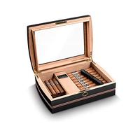 DEaThsalL Cigar Humidor, Natural Cedar Wood Humidor, Cigar Cabinet, Moisture Absorption and Ventilation, European Safety Lock, with Hygrometer and Humidifier