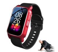 DEaThsalL Elderly Smart Watch with Fall Detection HD Personal Alarm Reminder Waterproof Fitness Tracker Preventing Getting Lost Emergency Watch for Seniors Red