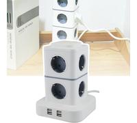 DEaThsalL Multi Tower Power Socket, Multiple Outlets, 2500W 10A, Extension Cord With 4 Usb Ports, Suitable For Various Appliances, Home, Office 2level
