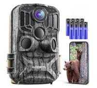 DEATTI Wildlife Camera, 4K 48MP HD WiFi Bluetooth Trail Camera with Night Vision Motion Activated, 120°Detection Angle with 32GB Card for for Garden Wildlife, IP66 Waterproof, 8*AA Batteries