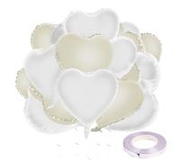 Deauparkoty Heart Balloons Pack of 25 Wedding Decoration Helium Balloon Cream White Hearts Balloons Valentine's Day Registry Office Engagement Marriage Proposal Decoration Foil Balloon Wedding Birthday Decoration