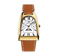 Deauville multifunctional watch, Cognac + gold-plated, Strap.