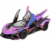 DEAVER Die-Cast Metal Vehicles 1:24 Scale For Apollo Evo Supercar Alloy Car For Model Fully Open Door Sound And Light Pull-Back Static Vehicle For Gift Collector Cars(Purple and Blue)