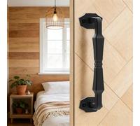 DEAYOU 10 Inch Sliding Barn Door Handle, Solid Cast Iron Door Pull, Rustic Square Gate Handle for Fence, Garage, Shed, Closet, Cabinet, Pantry, Matte Black, Screws Included, Easy Install