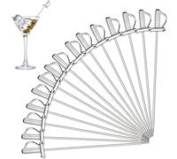 DEAYOU 15 PCS 18/10 Stainless Steel Cocktail Toothpicks, 4.4" Martini Drink Pick Stick, Metal Reusable Cocktail Skewers, Fruit Garnish Pick Swizzle Stirrer for Olive, Appetizer, Decor, Silver, Swords