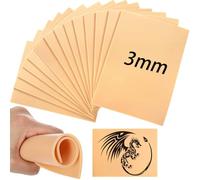 DEAYOU 16 Pcs 3MM Tattoo Practice Skins, Thick Fake Tattoo Skin, Double Sides Soft Silicone Blank Practice Skin for Tattooing, Beginner, Experienced Artist, Eyebrow Practice, Tattoos Supplies, 8" x 6"