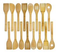 DEAYOU 16 PCS Bamboo Kitchen Utensils, Wood Spoons Spatula Set for Cooking, Nonstick Natural Cooking Utensils for Cookware, Wok, Everyday Use, Mothers Day Gifts, Housewarming Gifts