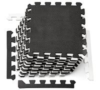 DEAYOU 16 Tiles Interlocking Foam Mat Floor Tiles, 1cm Thickness EVA Foam Puzzle Mat with Borders, Soft Protective Exercise Padding Mats for Fitness, Play, Gym, 30 x 30cm, Black and White