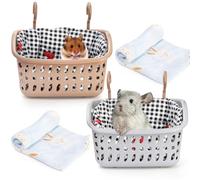 DEAYOU 2 Pack Rat Hammock for Cage, Chew Proof Small Animal Hanging Basket Bed with Hooks, Chinchilla Hideout Ferret Cage Accessories for Guinea Pig, Hamster, Sugar Glider, Hedgehog