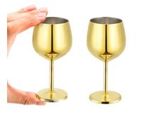 DEAYOU 2 Pack Stainless Steel Shot Glasses, 2 OZ Mini Wine Glass, Unbreakable Reusable Metal Cordial Glasses with Stem for Brandy, Cognac, Port, Tequila, Sherry, Party Supplies, Bar Tools, Gift, Gold
