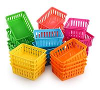 DEAYOU 24 Pack Classroom Storage Baskets, Small Plastic Baskets for Organizing, Colorful Storage Trays, Crayon Pencil Containers Organizer Bins for Desk, Drawer, Home, Office, 15.5 x 12 x 6 cm