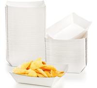DEAYOU 250 Pack Small Paper Food Boats, 1 LB White Paper Food Tray, Disposable Paperboard Serving Basket for Nacho Fries, Greaseproof Fast Food Snack Holder Container for Party, Concession Stand