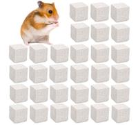 DEAYOU 30 Pack Small Animal Lava Bites, Hamster Teeth Grinding Block, Bunny Chew Toys, Natural Mineral Calcium Square Stone for Chinchilla, Squirrel, Rat, Parrot, Rabbit, Guinea Pig
