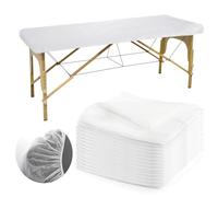 DEAYOU 30 PCS Disposable Fitted Massage Table Sheets, Elastic Spa Bed Covers, Breathable Non Woven Fabric Massage Table Protector for Tattoo, Hotel, Beauty Salon, Facial, Esthetician, 35" x 86", White