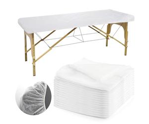 DEAYOU 30 PCS Disposable Fitted Massage Table Sheets, Elastic Spa Bed Covers, Breathable Non Woven Fabric Massage Table Protector for Tattoo, Hotel, Beauty Salon, Facial, Esthetician, 35" x 86", White