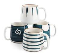 DEAYOU 4 Pack Porcelain Coffee Mugs, 17 Oz Ceramic Coffee Cups with Handles for Tea, Cappucino, Milk