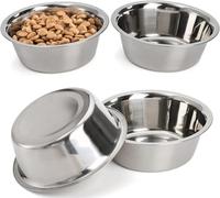 DEAYOU 4 Pack Stainless Steel Dog and Cat Bowl, Metal Food and Water Dish, 21cm Basic Pet Feed Bowl for Large Medium Small Dog, 1.3L Replacement Bowl for Elevated Stand, Kitten, Puppy, Dishwasher Safe