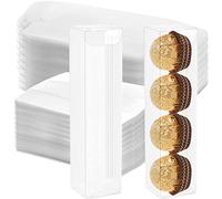 DEAYOU 50 PCS Clear Favor Boxes, Small Transparent Candy Gift Box, Plastic Rectangle Chocolate Packaging Box with Insert for Truffle, Mini Macaron, Wedding, Party, Gift Wrapping, 6.2" x 1.4" x 1.3"