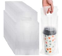 DEAYOU 500 PCS Handle Drinking Poly Bags, Clear Plastic Drink Packaging Bags for Delivery, 6" L x 11" H Transparent Hanging Hole Cup Carrier with Handle for Single Cup, Take Out, Beverage, Coffee