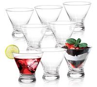 DEAYOU 8 Pack Stemless Martini Glasses Set, 8oz/240ml Cocktail Glasses with Base for Gimlet, Margarita, Drink, Juice, Party, Gift