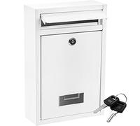 DEAYOU Locking Mailbox Wall Mounted, Drop Box with Key Lock, Weatherproof Secure Mail Box, Galvanized Steel Cover Metal Dropbox with Slot for Envelope, Letter, Outside, Home, Office Business, White