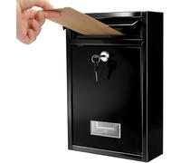 DEAYOU Wall Mount Mailboxes, 32×21.5×8.4 cm Black Outdoor Weatherproof Secure Post Box with Key Lock, Mailbox with Secure Locking Slot, Weatherproof Letter Box for House, Garden & Front Door