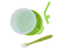 DEBAIJIA Silicone Suction Cup Bowl 6-36 Months Baby Toddler Kids Feeding Sucker Bottom Tableware Anti-Skid Training Placemat Washable Portable Dish (Green)