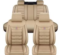 DEBAO Leather Car Seat Covers Full Set for Ford Fiesta 2000-2024 2025, Waterproof Interior Accessories, Beige