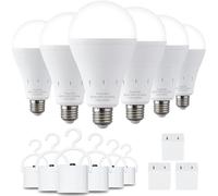 DEBAOBULB 6 Pack Rechargeable Emergency Light Bulbs, Battery Powered Energy Efficient LED Light Bulb 6000K Daylight E26 120 Volt 9W 60W Equivalent with 1200mAh for Home Power Outage Camping Hurricane