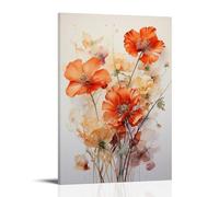 DEBAOKA Colourful Flower Canvas Wall Art Prints Beautiful Nature Poppy Painting Art Poster Framed Artwork for Home Bedroom Living Room Office Wall Decor