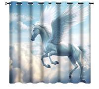 DEBAOKA Cool Horse Grommet Curtains for Bedroom And Living Room Darkening Modern Beautiful Sky Animal 2 Panels Set Window Drapes Thermal Insulated Blackout Curtains
