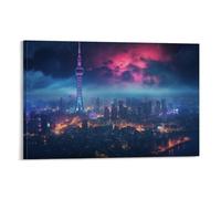DEBAOKA Fantastic City Canvas Wall Art, Stretched And Framed - 50x75cm