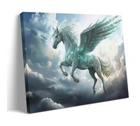 DEBAOKA Fantasy Horse Wall Decorations for Bedroom White Cool Animal Nature Canvas Wall Art for Living Room Painting Stretched And Framed Ready to Hang Home Decor