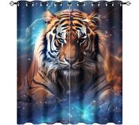 DEBAOKA Fantasy Tiger Thermal Insulated Grommet Blackout Curtains Beautiful Space Galaxy Nature Animals Drapes for Bedroom Window Living Room Darkning Curtains 55x63in