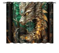 DEBAOKA Gorgeous Dragon Blackout Curtains Set of 2 Panels Colorful Cool White Animal Grommet Top Window Drapes Room Darkning Thermal Insulated Curtains for Bedroom