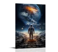 DEBAOKA Modern Astronaut Wall Art for Living Room Mystery Space Planet Landscape Paintings on Canvas Wall Art Poster for Home Decorations Wall Decor