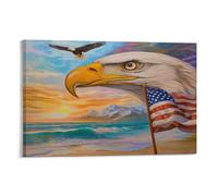 DEBAOKA Modern Eagle Canvas Wall Art, Stretched And Framed - 60x90cm | Countryside Sunset Ocean Nature Birds Picture Canvas Print, Ready to Hang Artwork Wall Decor for Living Room, Bedroom, Office