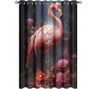 DEBAOKA Mysterious Flamingo Blackout Curtains Set of 2 Panels Watercolor Flower Pink Animal Grommet Top Window Drapes Room Darkning Thermal Insulated Curtains for Bedroom