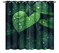DEBAOKA Vintage Leaf Blackout Grommet Window Curtains Simple Water Drops Field Plant Thermal Insulated Room Darkening Curtains for Bedroom And Living Room(84x84in)