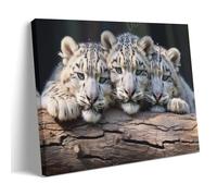 DEBAOKA Vintage Leopard Wall Decorations for Bedroom Asian Cottage Lonely Animal Canvas Wall Art for Living Room Painting Stretched And Framed Ready to Hang Home Decor