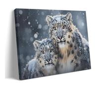 DEBAOKA Winter Leopard Wall Art Canvas Print Rustic Winter Wild Nature Animals Framed Poster Artwork for Bedroom Living Room Office 16" Wx24 L(40x60cm)