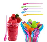 Debbery 20 Pcs Slush Straws, Reusable Colored Straw Spoon 2 in 1, Plastic Milkshake Straws with Spoon Tip, Detachable for Smoothies, Milkshakes, Coffee, Juice, and Hot Drink