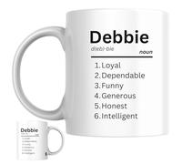 Debbie Personalised Ceramic Mug | Custom Dictionary Style Name Definition Coffee Mug, Novelty Gift for Debbie