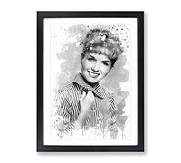 Debbie Reynolds V3 Modern Framed Wall Art Print, Ready to Hang Picture for Living Room Bedroom Home Office Décor, Black A2 (64 x 46 cm)