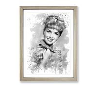 Debbie Reynolds V3 Modern Framed Wall Art Print, Ready to Hang Picture for Living Room Bedroom Home Office Décor, Oak A4 (34 x 25 cm)
