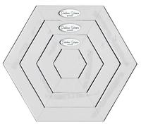 Debbie Shore Long Hexagon Nesting 1″ 2″ 3″ and 4″ Clear Acrylic templates for Patchworking and Applique