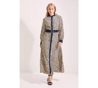 Animal Contrast Collar Printed Belted Midi Dress Principles Animal 10