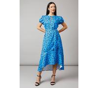 Debenhams Animal Print Piped Detail Midi Dress In Aqua aqua 14