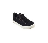 Skechers Rosegold Eyelets Canvas Laced Slip On Archfit Fashion Sneaker - Black, Black, Size 3, Women Black